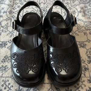 Dansko Black Mules with Embroidered Design
